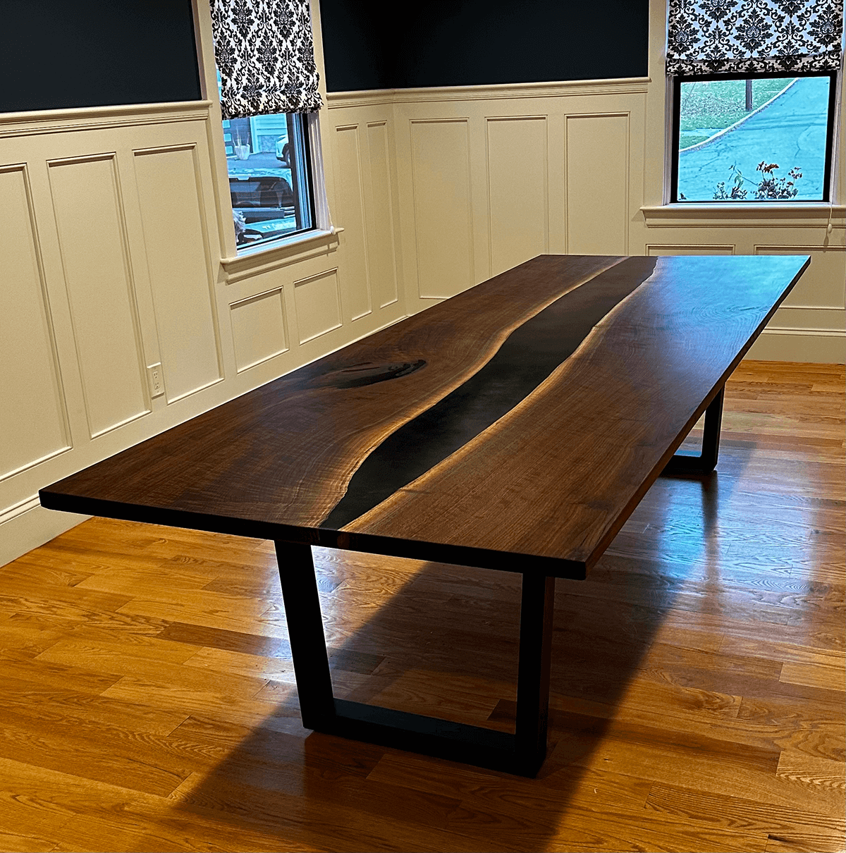custom woodworking : Black walnut river table